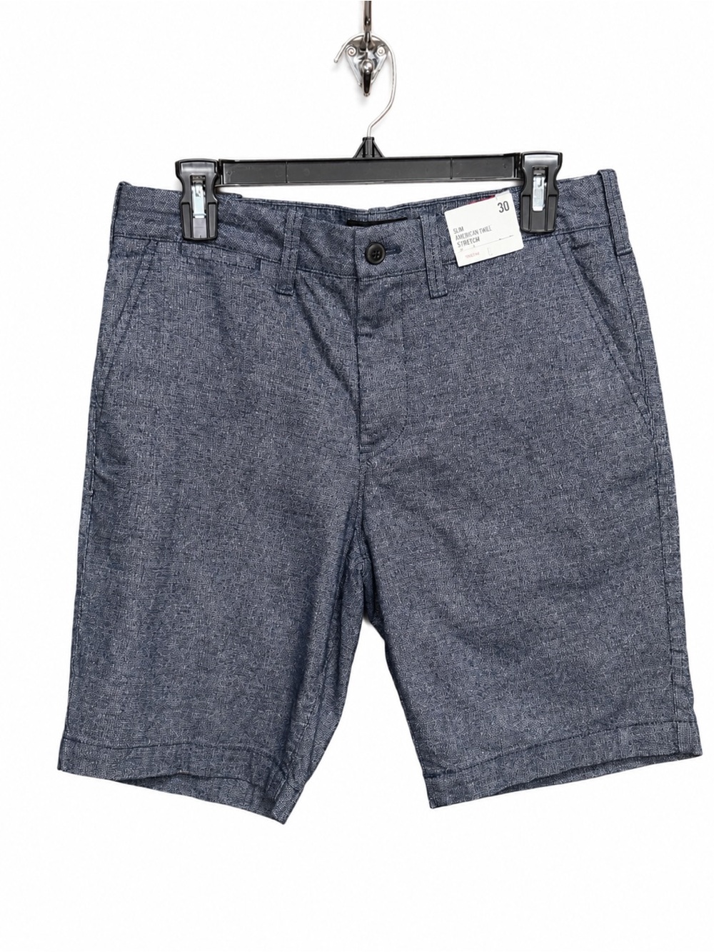 Express Men's Chambray Flat Front Shorts - Navy
